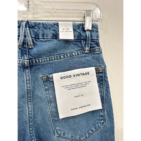 NWT Good American Womens Good Vintage Jeans Frayed High Rise Straight Leg Denim - Picture 11 of 14